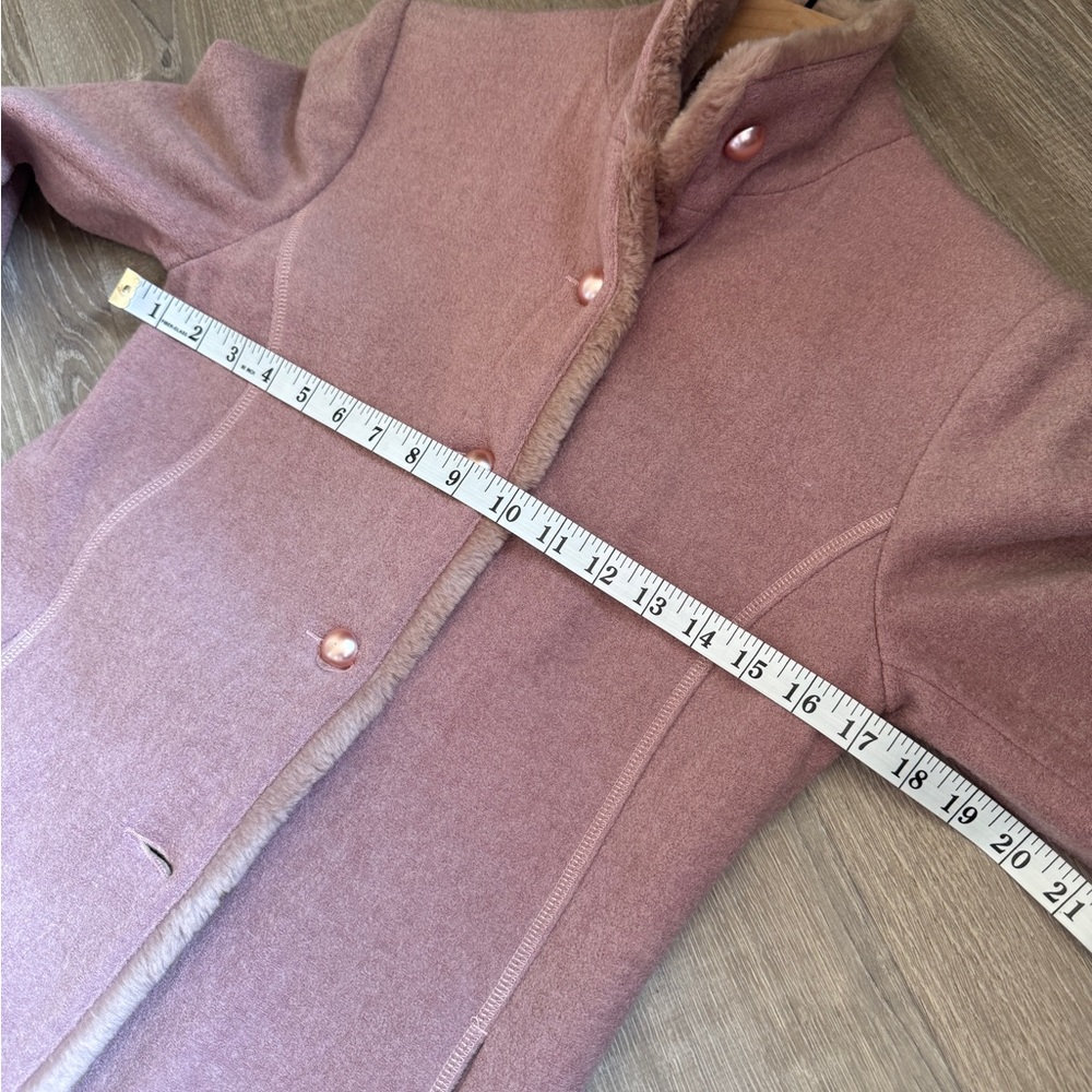 Vintage ARK Wool-Blend Women's Soft Pink Trench Coat-size M - Picture 9 of 11
